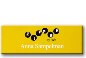 Flat 31-2700-01-52 70x25 Yellow foil on white badge - Engraved lines in white