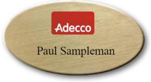 Flat 31-5000-04-30 68x36 Gold foil on black badge - Engraved lines in black