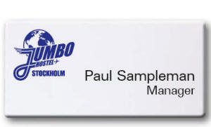 Flat 31-5100-04-51 70x34 White foil on black badge - Engraved lines in black