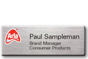 Flat plastic 31-2700-04-20 70x25 Silver foil on black badge - Engraved lines in black