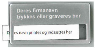 Type ”rektangel” med afrundede hjørner. Metallegeret plast. Dess.: 363167036 Størrelse 70 x 36 mm.