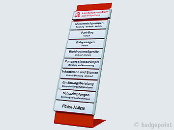 Badgepoint - Name tag systems - We make your name visible fra Dansk Erhvervsbeklædning. - som Standardprodukter, Individuelle produkter, og som Brancheløsninger: Navneskilte, Reversskilte, Bordskilte, Kampagneskilte, Badge, med tryk og gravering, efter opgaven.