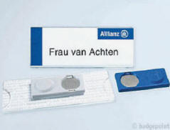 Badgepoint - Name tag systems - We make your name visible fra Dansk Erhvervsbeklædning. - som Standardprodukter, Individuelle produkter, og som Brancheløsninger: Navneskilte, Reversskilte, Bordskilte, Kampagneskilte, Badge, med tryk og gravering, efter opgaven.