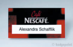 Badgepoint - Name tag systems - We make your name visible fra Dansk Erhvervsbekl�dning. - som Standardprodukter, Individuelle produkter, og som Branchel�sninger: Navneskilte, Reversskilte, Bordskilte, Kampagneskilte, Badge, med tryk og gravering, efter opgaven.