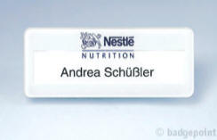 Badgepoint - Name tag systems - We make your name visible fra Dansk Erhvervsbekl�dning. - som Standardprodukter, Individuelle produkter, og som Branchel�sninger: Navneskilte, Reversskilte, Bordskilte, Kampagneskilte, Badge, med tryk og gravering, efter opgaven.