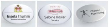 Badgepoint - Name tag systems - We make your name visible fra Dansk Erhvervsbekl�dning. - som Standardprodukter, Individuelle produkter, og som Branchel�sninger: Navneskilte, Reversskilte, Bordskilte, Kampagneskilte, Badge, med tryk og gravering, efter opgaven.
