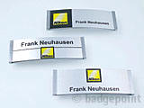 Badgepoint - Name tag systems - We make your name visible fra Dansk Erhvervsbekl�dning. - som Standardprodukter, Individuelle produkter, og som Branchel�sninger: Navneskilte, Reversskilte, Bordskilte, Kampagneskilte, Badge, med tryk og gravering, efter opgaven.