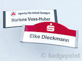 Badgepoint - Name tag systems - We make your name visible fra Dansk Erhvervsbekl�dning. - som Standardprodukter, Individuelle produkter, og som Branchel�sninger: Navneskilte, Reversskilte, Bordskilte, Kampagneskilte, Badge, med tryk og gravering, efter opgaven.
