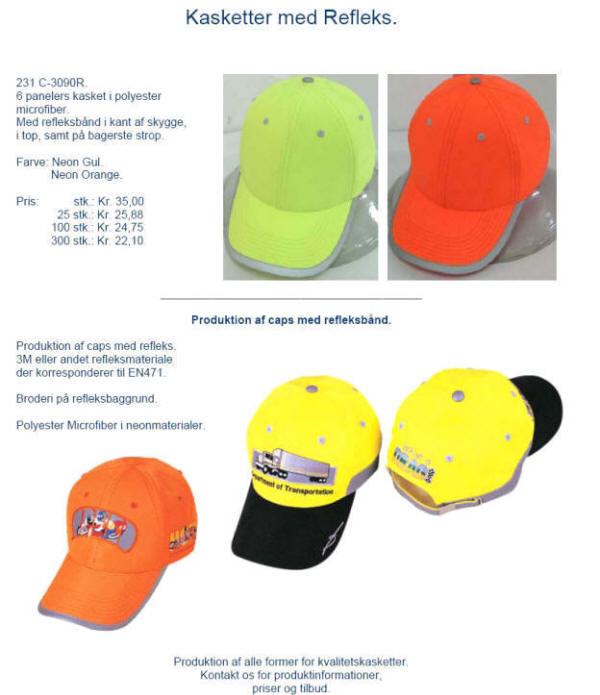 6 panelers kasket i polyester microfiber. Med refleksb�nd i kant af skygge, i top, samt p� bagerste strop. Farve: Neon Gul. Produktion af caps med refleks.