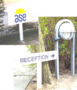 Skilte i lakeret aluminium, 50 cm bredde., til reservation og lokal oplysning af enhver art.