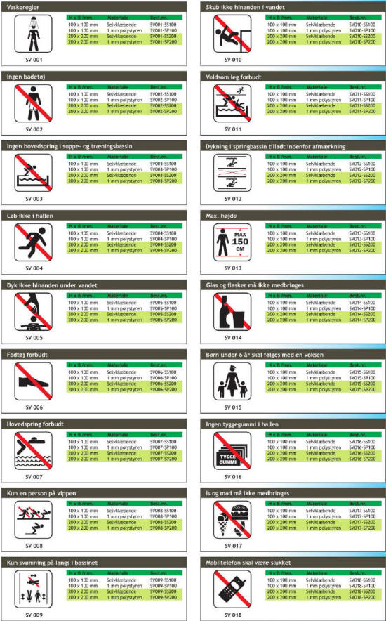Badeland - Piktogrammer til enhver anvisning og lejlighed