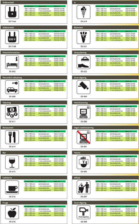 Ferie- og konferencecenter - Piktogrammer til enhver anvisning og lejlighed