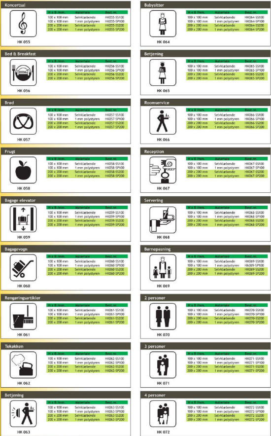Ferie- og konferencecenter - Piktogrammer til enhver anvisning og lejlighed