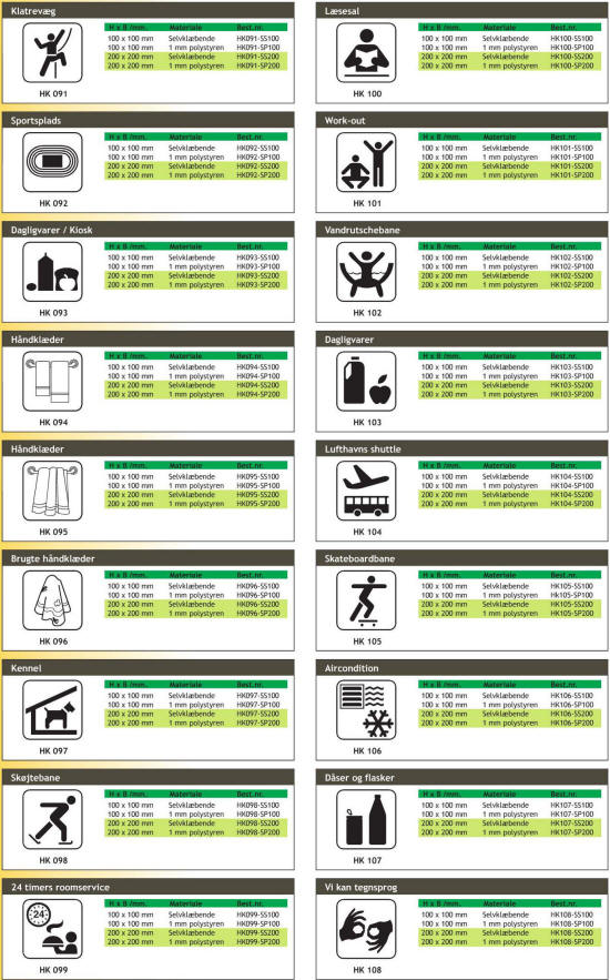 Ferie- og konferencecenter - Piktogrammer til enhver anvisning og lejlighed