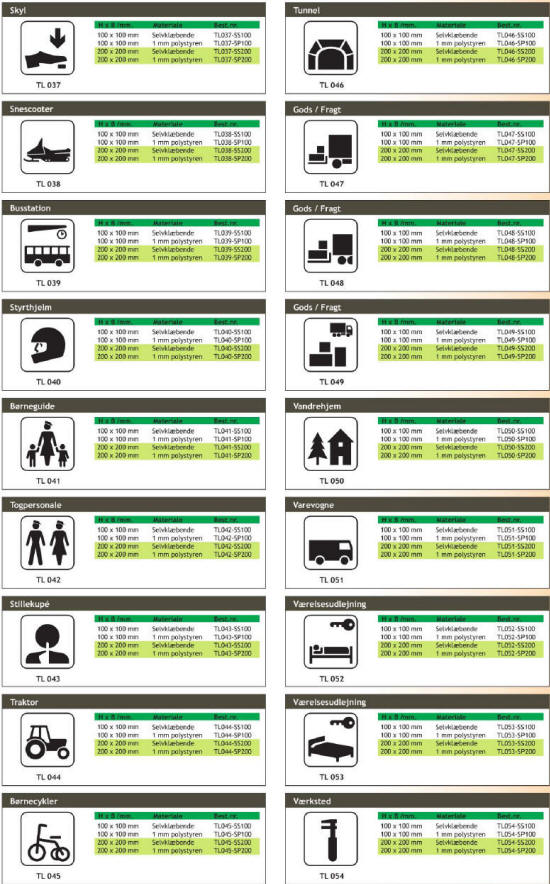 Landtransport - Piktogrammer til enhver anvisning og lejlighed