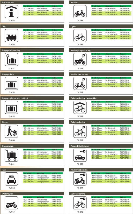 Landtransport - Piktogrammer til enhver anvisning og lejlighed