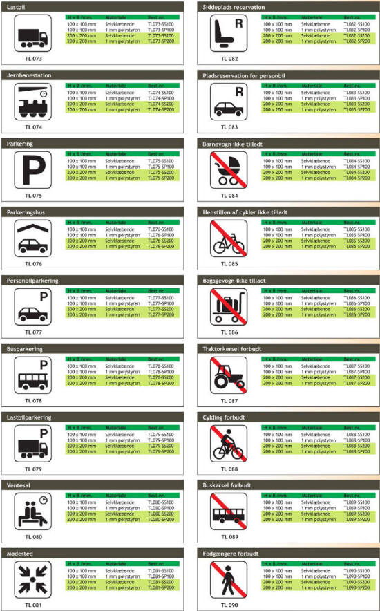 Landtransport - Piktogrammer til enhver anvisning og lejlighed