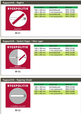 Rygning og rygepolitik - Piktogrammer til enhver anvisning og lejlighed