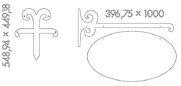 Galgeskilte med tekster og logo i folie og gravering