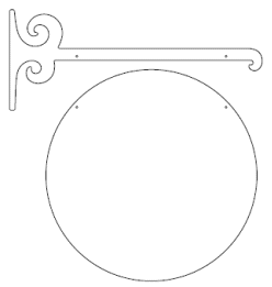 Galgeskilte med tekster og logo i folie og gravering