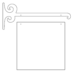 Galgeskilte med tekster og logo i folie og gravering