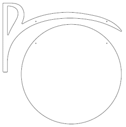 Galgeskilte med tekster og logo i folie og gravering