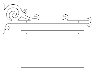 Galgeskilte med tekster og logo i folie og gravering