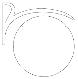 Galgeskilte med tekster og logo i folie og gravering