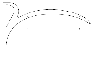 Galgeskilte med tekster og logo i folie og gravering