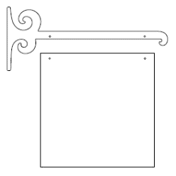 Galgeskilte med tekster og logo i folie og gravering