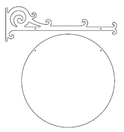 Galgeskilte med tekster og logo i folie og gravering