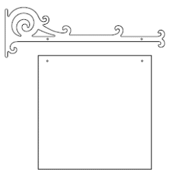 Galgeskilte med tekster og logo i folie og gravering