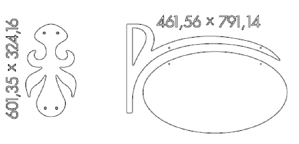 Galgeskilte med tekster og logo i folie og gravering