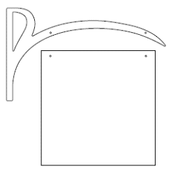 Galgeskilte med tekster og logo i folie og gravering