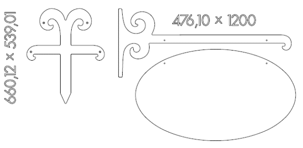 Galgeskilte med tekster og logo i folie og gravering