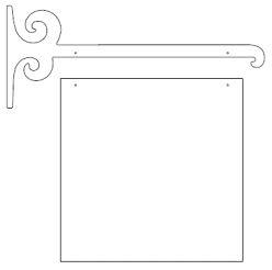 Galgeskilte med tekster og logo i folie og gravering