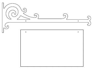 Galgeskilte med tekster og logo i folie og gravering