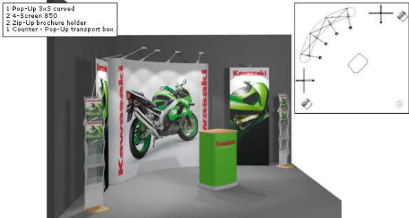 Pop-Up 3 x 3 curved - 2_screen 850 - Zip-Up holder - Counter - Pop-Up transport box 44516x