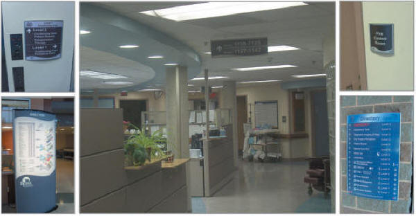 Orion - kombineret med Jupiter udhngs- og hngeskilte. Interior Sign Design skiltesystem i aluminium.