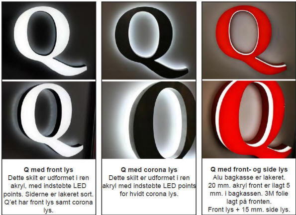 LED-skilte og bogstaver produceret efter Deres krav, bl.a. med Coronalys