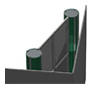 Hj�rnestand med et standareal p� 3 x 3,5 meter, i en h�jde p� 245 cm..