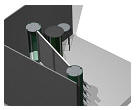 Hj�rnestand med et standareal p� 3 x 3,5 meter, i en h�jde p� 245 cm..