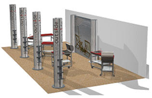 V�gstand med et standareal p� 5 x 10 meter, og en h�jde p� 305 eller 245 cm..
