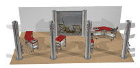 V�gstand med et standareal p� 5 x 10 meter, og en h�jde p� 305 eller 245 cm..