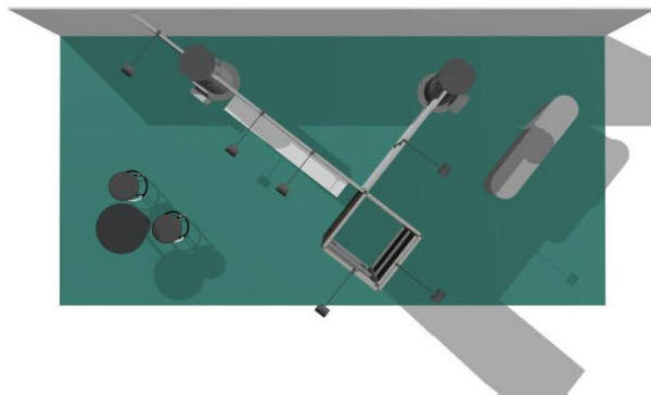 Messe- og udstillingssystemer: Case: 32 m2 (B) Åben stand med bagvæg, standmål; 4 x 8 m. med en højde på 245 eller 305 cm..