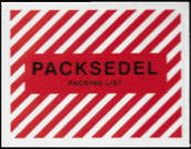 Lommer til pakkeliste og forsendelsespapirer, neutrale og med fortryk.