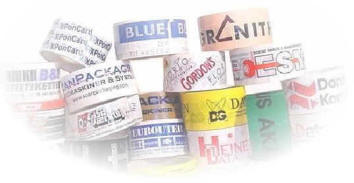 Standardfarver for pakketape og emballagetape til pakkebrug med logo.