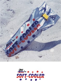 Soft-cooler med budskab, firmanavn og logo.