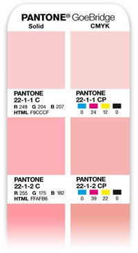 PANTONE Goe Bridge viser Dem to farveprøver for hver Goe farve