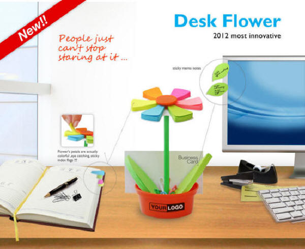 Desk Flower - en dekorativ memoblok - med Deres logo og budskab.